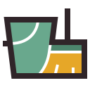 Cartoon icon of mop and bucket